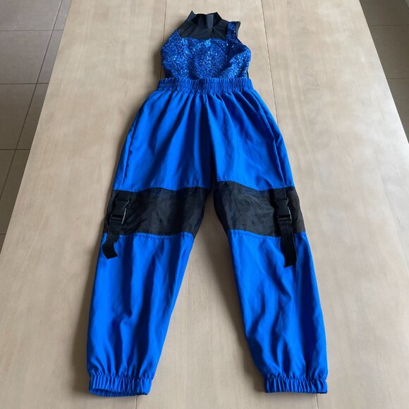 Weissman Girl's Hip-Hop Sequin Dance One Piece Costume Jumpsuit, Blue - Size IC - Picture 4 of 8
